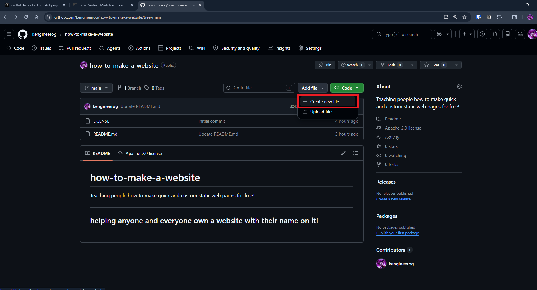 create new file